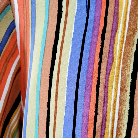 Vintage Tess 100% Silk Multi-colored Striped Long Sleeve Shirt Size S - Picture 9 of 16